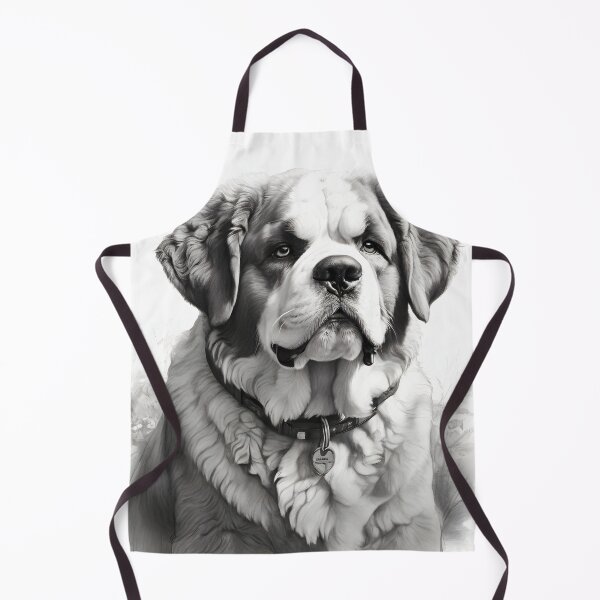 Item preview, Black and white Saint Bernard pencil drawing designed and sold by Pencil-Art.