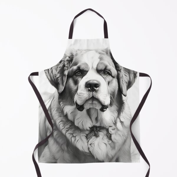Item preview, Black and white Saint Bernard pencil drawing designed and sold by Pencil-Art.