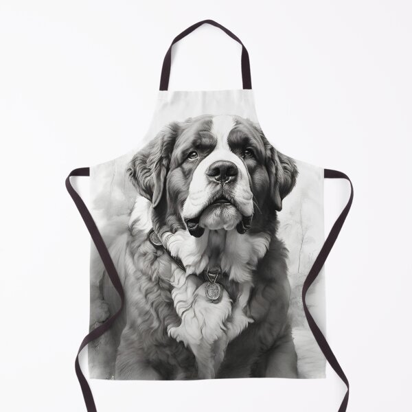 Item preview, Black and white Saint Bernard pencil drawing designed and sold by Pencil-Art.