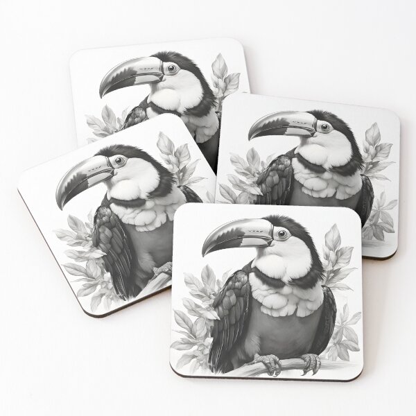 Item preview, Black and white Toco Toucan pencil drawing designed and sold by Pencil-Art.
