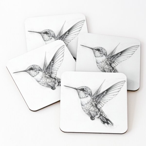 Item preview, Black and White Humming bird Pencil Drawing designed and sold by Pencil-Art.