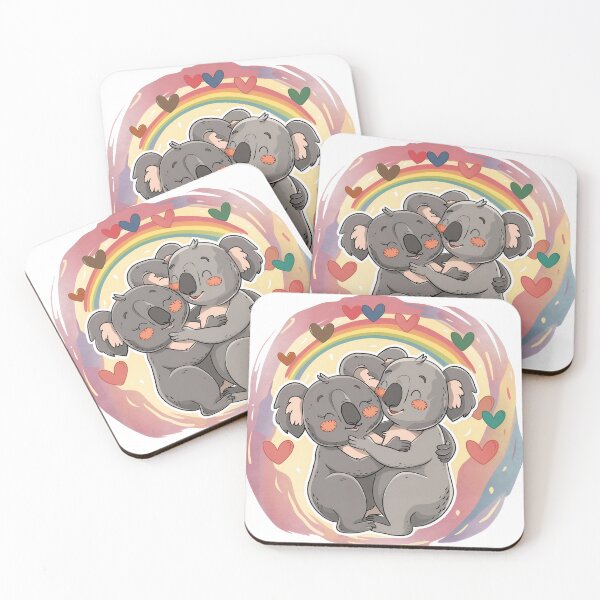 Item preview, Pride koalas hugging rainbow hearts LGBT Queer designed and sold by proudlyparent.