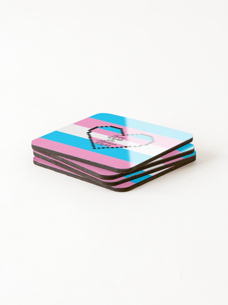 Thumbnail 4 of 5, Coasters (Set of 4), Trans Rights are Human Rights designed and sold by FotoLibreStudio.