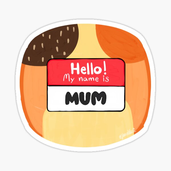 Aperçu de l'œuvre Étiquette de nom de maman Red Heeler (Maman) créée et vendue par Art by Jessica Beroldi.