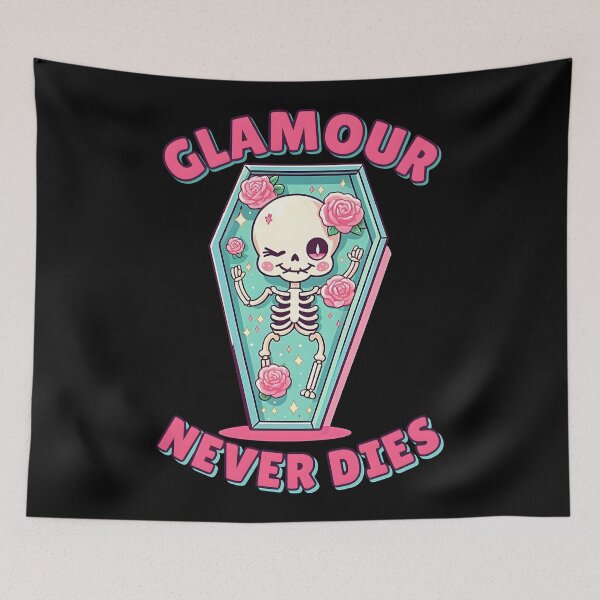 Item preview, Glamour Never Dies - Kawaii Skeleton in Coffin Artwork. Gift for pastel goth enthusiasts. designed and sold by Unitepeople.