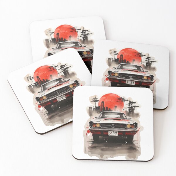 Item preview, Classic car in front of the city - Japanese ink painting designed and sold by bivido.