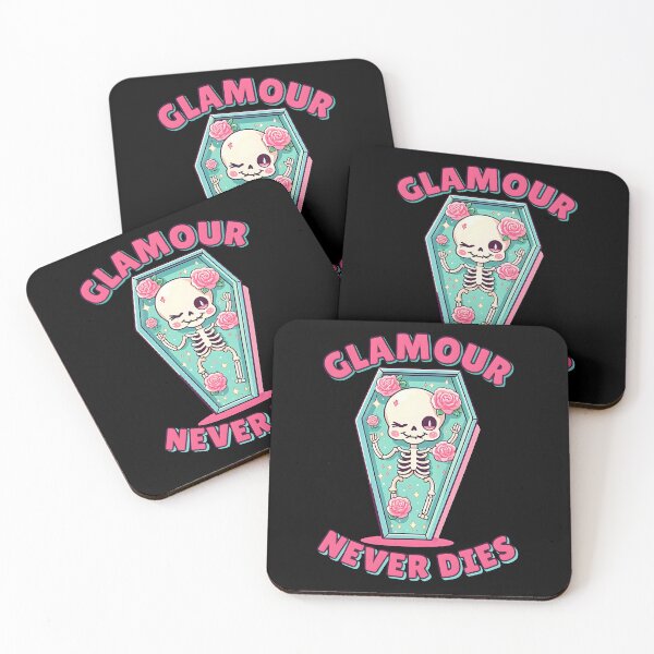 Item preview, Glamour Never Dies - Kawaii Skeleton in Coffin Artwork. Gift for pastel goth enthusiasts. designed and sold by Unitepeople.