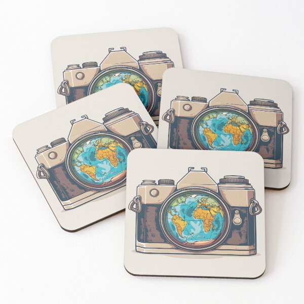 Item preview, Brown Vintage Camera World Map Lens Illustration designed and sold by meganohm.