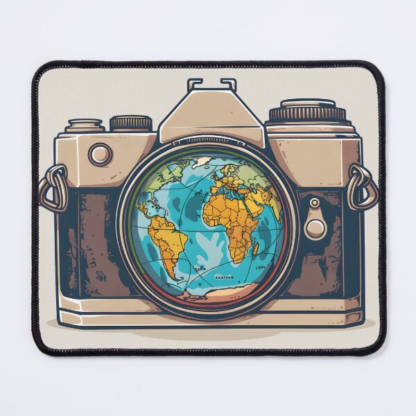 Item preview, Brown Vintage Camera World Map Lens Illustration designed and sold by meganohm.