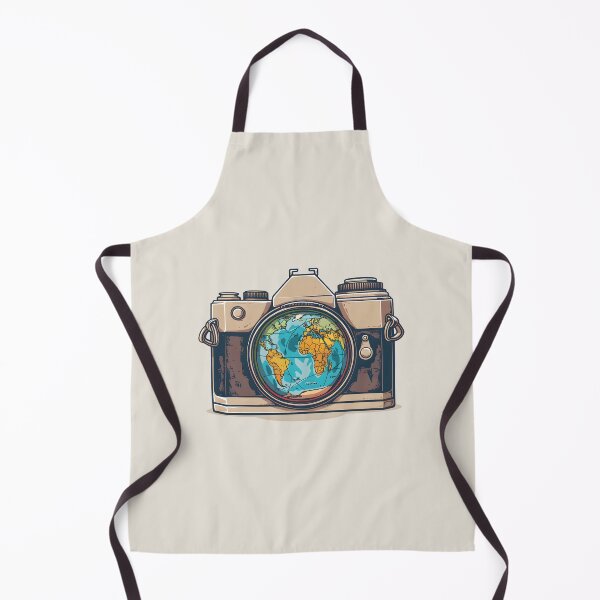 Item preview, Brown Vintage Camera World Map Lens Illustration designed and sold by meganohm.