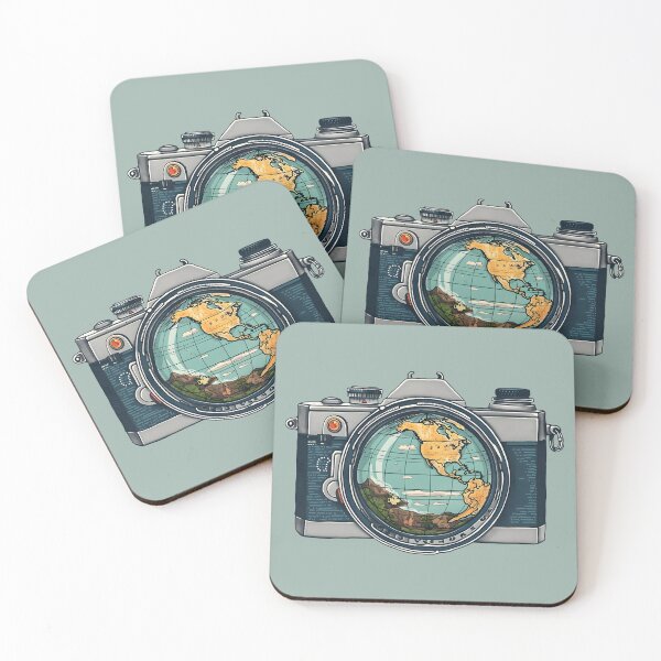 Item preview, Navy Blue Vintage Camera World Map Design designed and sold by meganohm.