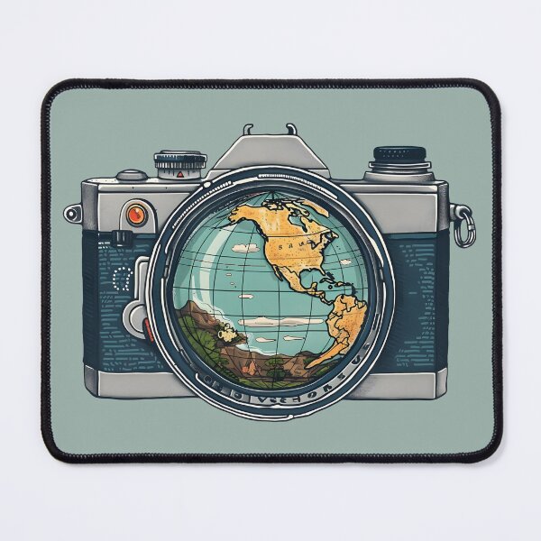 Item preview, Navy Blue Vintage Camera World Map Design designed and sold by meganohm.