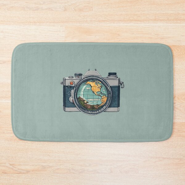 Item preview, Navy Blue Vintage Camera World Map Design designed and sold by meganohm.