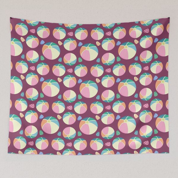 Item preview, Colourful Seashells and Beach Ball Fun Design On Fandango Pink designed and sold by JaselviiStudio.