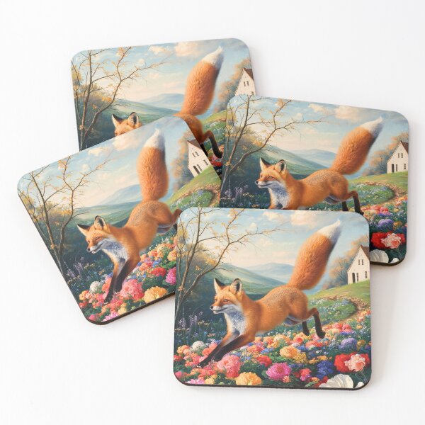 Item preview, Fox Portrait. Spring fox, floral fox, vintage fox, fox painting, Johannes Vermeer style designed and sold by FoxVibes.
