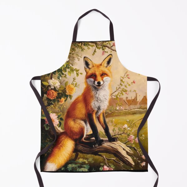 Item preview, Fox Portrait. Spring fox, floral fox, vintage fox, fox painting, Johannes Vermeer style designed and sold by FoxVibes.