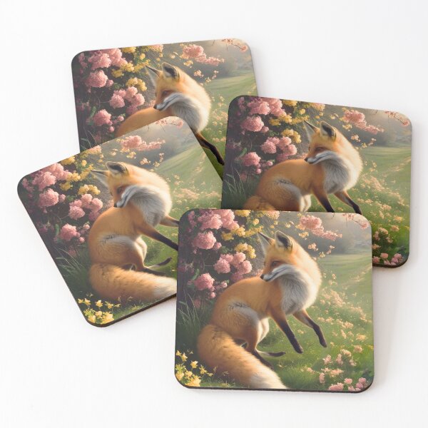Item preview, Fox Portrait. Spring fox, floral fox, vintage fox, fox painting, Johannes Vermeer style designed and sold by FoxVibes.