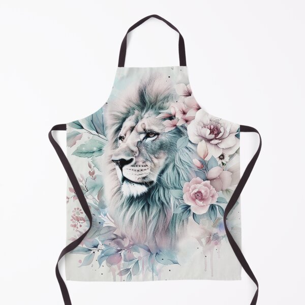 Item preview, Floral lion colorful pastel aqua pink designed and sold by Inktown.