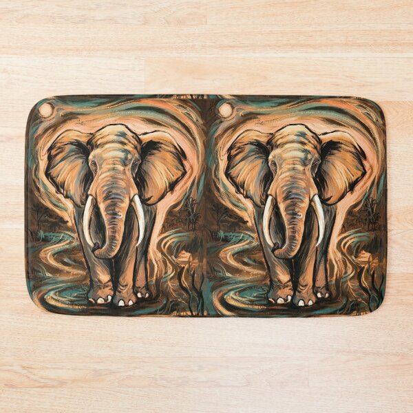 Item preview, Elephant Portrait. Elephant painting, elephant drawing, vintage elephant, Edvard Munch style designed and sold by ElephantVibes.