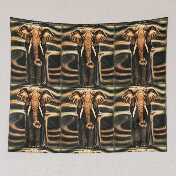 Item preview, Elephant Portrait. Elephant painting, elephant drawing, vintage elephant, Edvard Munch style designed and sold by ElephantVibes.