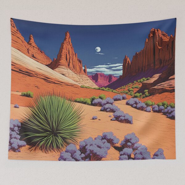 Item preview, Capitol Reef Landscape With Moon And Blue Sky designed and sold by Secondearth.