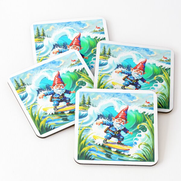 Item preview, surfing gnome, surfing lawn gnome designed and sold by RetroThreadedTs.