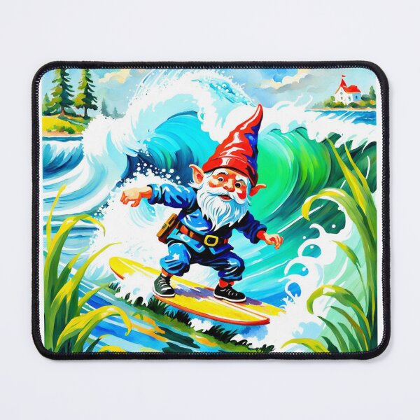 Item preview, surfing gnome, surfing lawn gnome designed and sold by RetroThreadedTs.