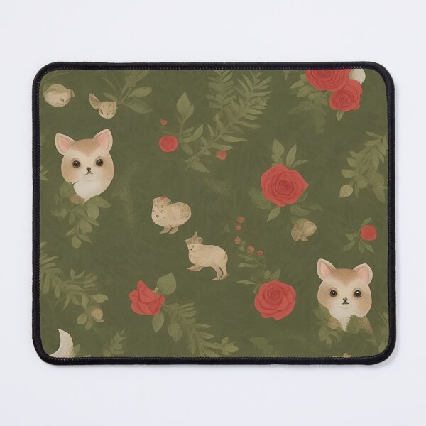 Item preview, feminine design printed fabric with flowers, branches, roses, wild animals and mushrooms designed and sold by Carlos Gudino.