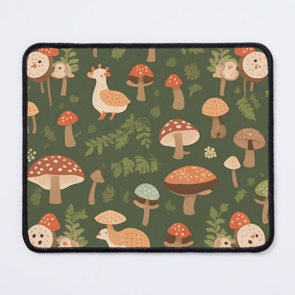 Item preview, feminine design printed fabric with flowers, branches and mushrooms designed and sold by Carlos Gudino.