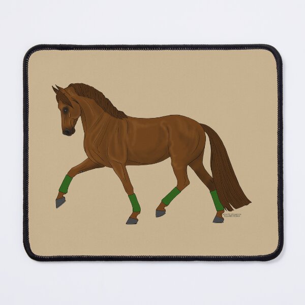 Item preview, Chestnut Warmblood horse with green leg wraps designed and sold by DappledMoon.