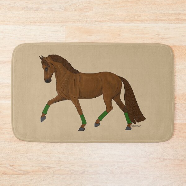 Item preview, Chestnut Warmblood horse with green leg wraps designed and sold by DappledMoon.
