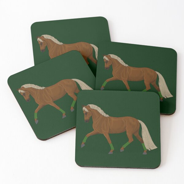 Item preview, Chestnut Warmblood with Flaxen Mane and Tail with green leg wraps designed and sold by DappledMoon.