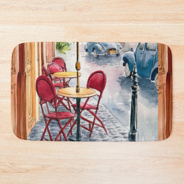 Item preview, Retro Paris Café: Cozy Charm with Yellow Umbrella…..By Carraann  designed and sold by CARRAANN.