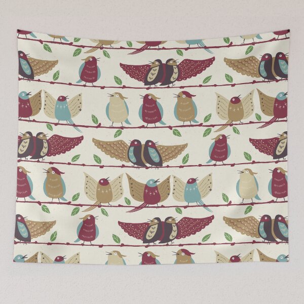 Item preview, Happy Birds' Choir [wine red-pale blue] designed and sold by Aia UENO design.