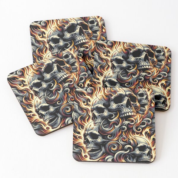 Item preview, Flaming Skulls Pattern Print designed and sold by PinUpPizzazz.