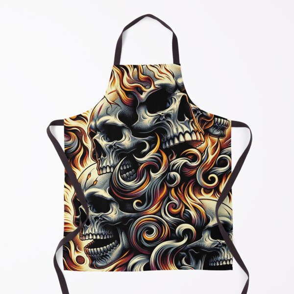 Item preview, Flaming Skulls Pattern Print designed and sold by PinUpPizzazz.