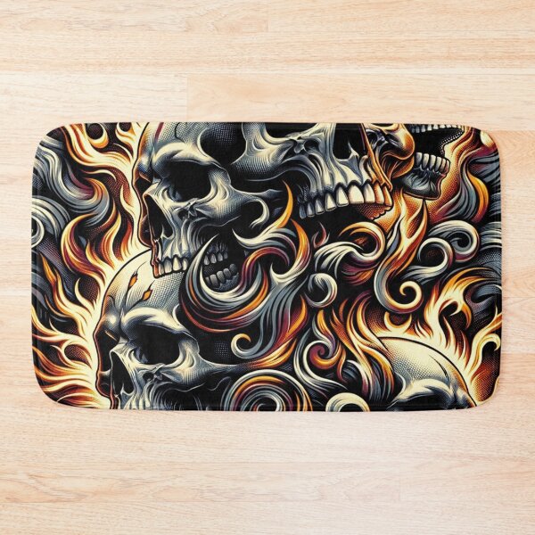 Item preview, Flaming Skulls Pattern Print designed and sold by PinUpPizzazz.