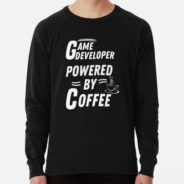 Item preview, Game developer powered by coffee designed and sold by annoying-shirts.