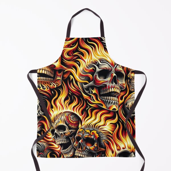 Item preview, Flaming Skulls Pattern Print designed and sold by PinUpPizzazz.