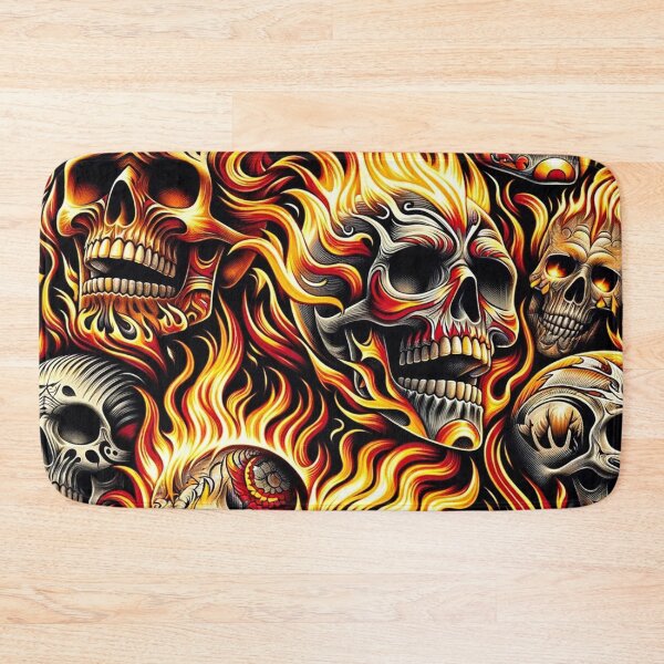 Item preview, Flaming Skulls Pattern Print designed and sold by PinUpPizzazz.