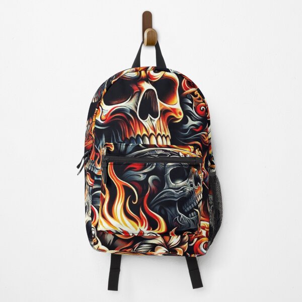 Item preview, Flaming Skulls Pattern Print designed and sold by PinUpPizzazz.