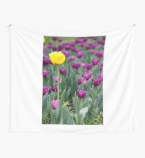 yellow and purple tulip flowers springtime Wall Tapestry