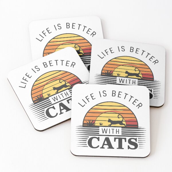 Item preview, Life Is Better With Cats - Retro Sunset designed and sold by Lola Mystique Boutique.