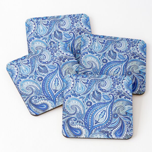 Item preview, Blue paisley pattern, handdrawn bandana design designed and sold by patterncrow.