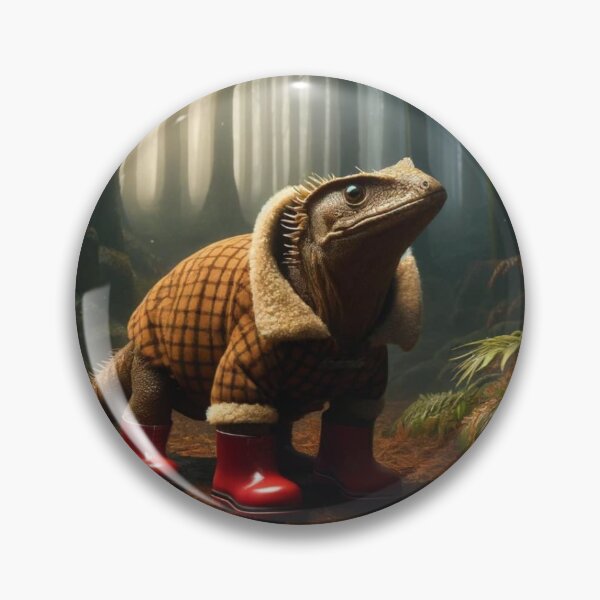 Item preview, Tuatara wearing a brown checked coat and red boots designed and sold by Traci Coxhead.