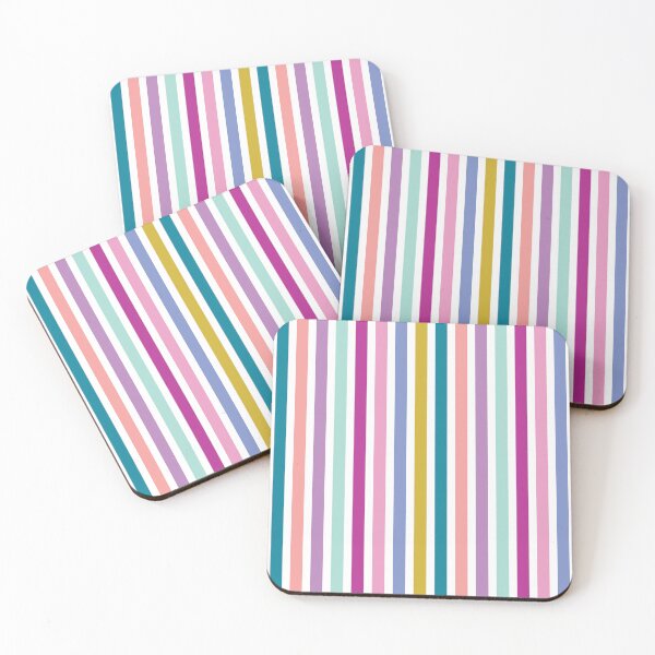 Item preview, Retro Modern Cute Candy Cane Multi-coloured Vertical Stripes on White Background designed and sold by scome.