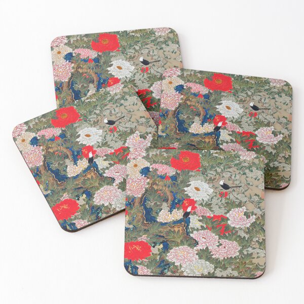 Item preview, Botan shoukinzu - Peonies and birds (Colorful Realm of Living Beings) by Ito Jakuchu designed and sold by EmeraldeaArt.