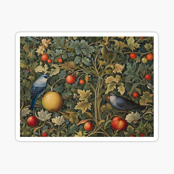 Item preview, leafy birds forest beautiful fresco design after William Morris designed and sold by Vintage Designs +.