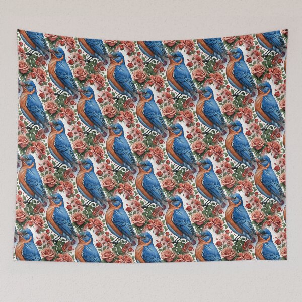 Item preview, An Eastern Bluebird Surrounded By New York Roses Pattern 2 designed and sold by taiche.