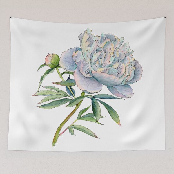 Item preview, Peony in watercolor and ink by farrahdelle designed and sold by coconut ice cream.